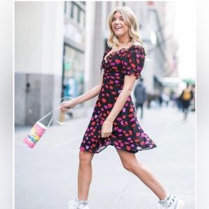 Betsey Johnson Lip Print A-line Dress. Size 4